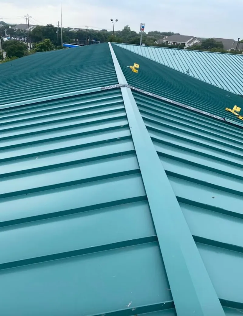 Green commercial metal roof ridge and valley for Metal Roof Repair in Sebastopol